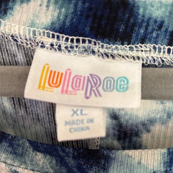 LuLaRoe Blue and White Tie-Dye Midi Dress - Picture 2 of 3